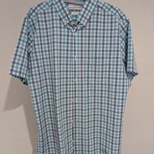 Mizzen+Main Teal and White Plaid Men's Shirt